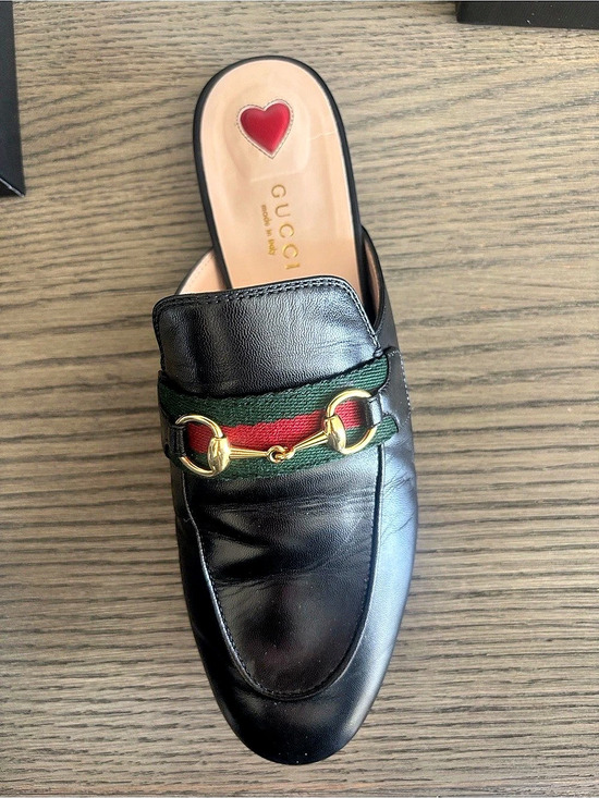 Gucci Shoes - Gucci Princetown Leather Horsebit Mule Black & Green